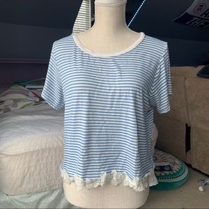 blue and white striped t shirt